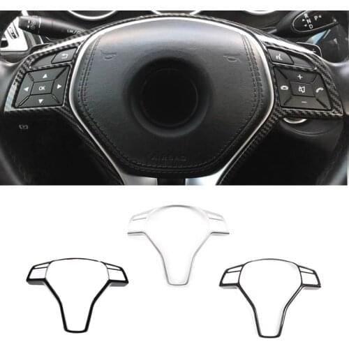 For Mercedes Benz B E CLA GLA GLK Class W246 W212 W207 W218 W117 X156 Carbon Texture Car Steering Wheel Panel Frame Cover Trim