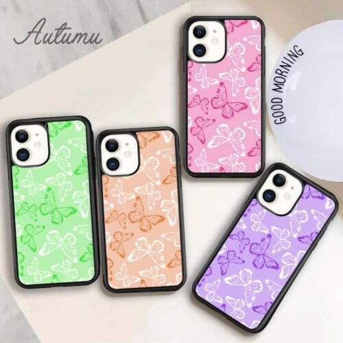 Sweet Butterfly Phone Case for iPhone 11 12 Pro Max mini X XR XS SE 2020 5 6S 7 8 Plus Samsung Galaxy S8 S9 S10 Cover shell