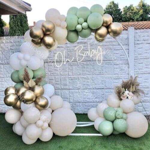 DIY GLOBAL Sage Green Balloons Garland Arch Party Wedding Decoratio Chrome Gold Blush Nude White Balloon Set Gender Reveal Decor