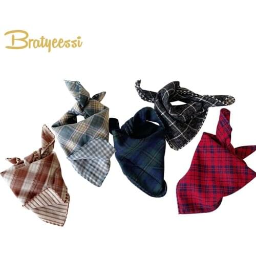 Double-Sided Baby Bibs Burp Clothes Cotton Plaid Scarf Kids Neckwear for Girls Boys All Match Children Shawl Accessories 2-8Y
