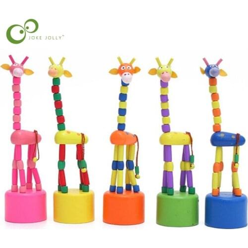 Action Figures Toys Kids Intelligence Toy Dancing Stand Colorful Rocking Giraffe Wooden Toys Levert Children Boys Girls Gift ZXH
