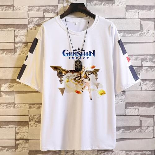 Genshin T Shirt Men Women 2021 Summer Girls Casual Funny Tops Tees Male Clothes Y2k Aesthetic Teenager T-shirts Design Costume