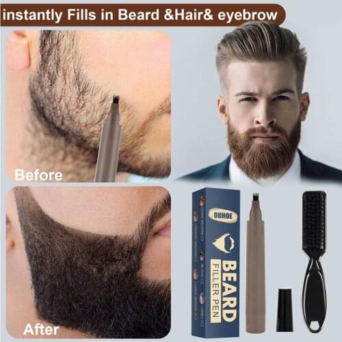 Beard Pencil Filler Beard Filling Pen Kit Barber Pencil With Brush Salon Facial Hair Styling Eyebrow Tool Male Mustache Repair