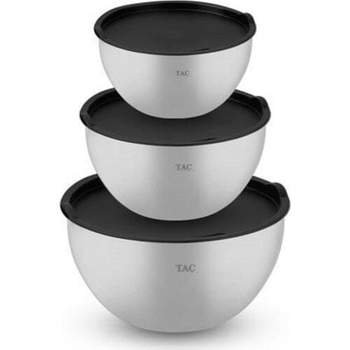 Crown 3'lü Storage and Mixing Bowl Black
