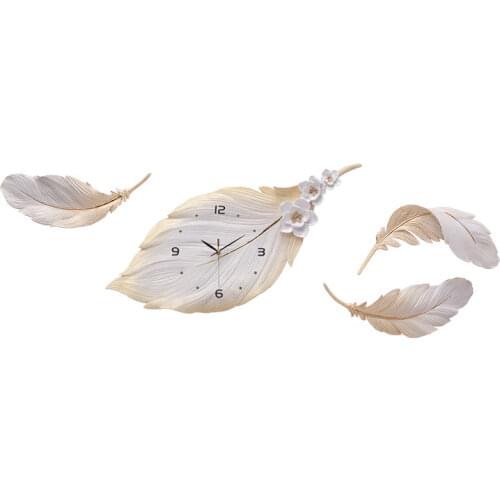 Creative 3d Feather Clock Warm Decoration Wall Watch Living Room Fashionable Modern Minimalist Clock