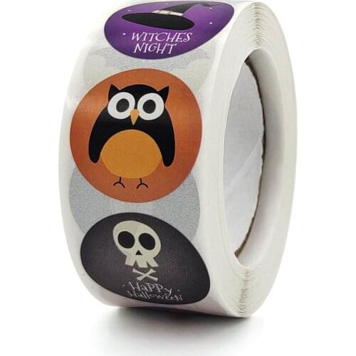 Round pumpkin bat witch spider sticker childrens Halloween party gift items, 12 designs