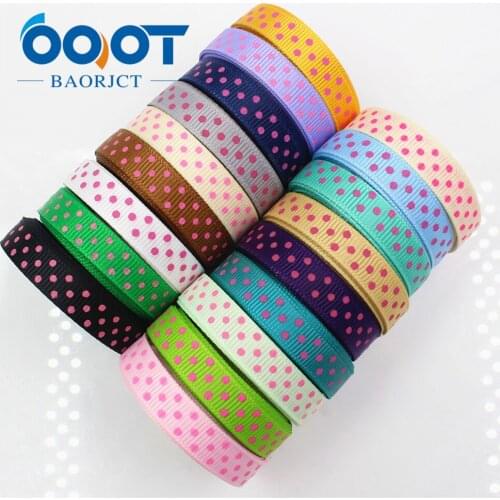 OOOT BAORICT 1762211,10mm 20 yard Dots Ribbons Thermal transfer Printed grosgrain Wedding Accessories DIY handmade material
