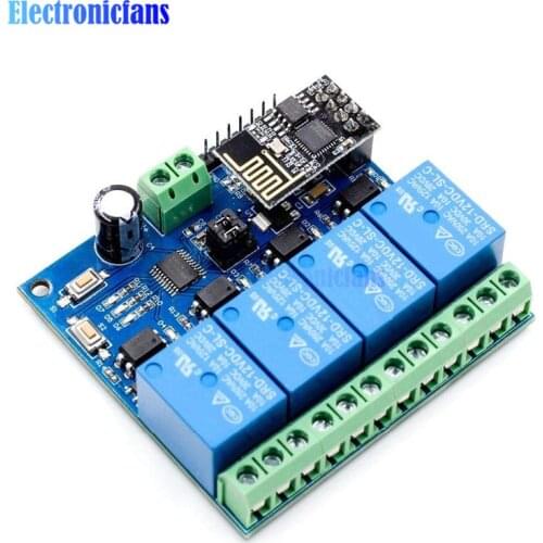 Diymore DC 12V ESP8266 ESP-01 4 Channel Relay Board Module ESP-01 WIFI Module For IOT Smart Home Phone APP Controller WIFI Relay