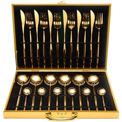 Kitchen Tableware Gold Cutlery Set Stainless Steel Cutlery Set Gold Fork Spoons Knives Western Dinnerware Set Home Dropshipping