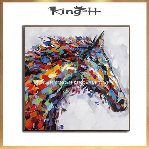 New Hand Painted Color Horse Art Abstract Oil Painting Canvas Art Home Decor Wall Pictures Modern No Frame Picture