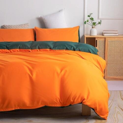 Pure Hue Duvet Cover Sets Bed Linen Quilt/Comforter case Pillow Covers Bedding Set Single Double Full Orange Color Home Textiles