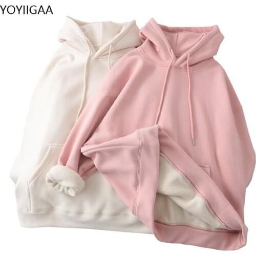 Autumn Winter Women Fleece Hoodies Oversized Sweatshirt Tops Long Sleeve Ladies Pullover Hoodie Streetwear Female Hooded Tops