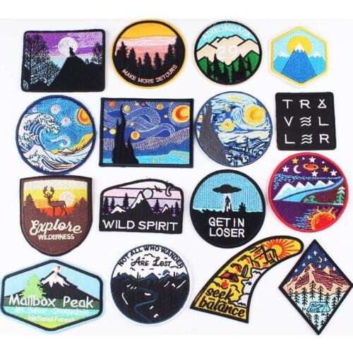 Prajna Adventure Travel Embroidered Patches For Clothing Iron On Patches On Clothes Stripes Explore The Natural Mountains Stripe