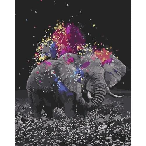 ROYALDREAM Painted Elephant Abstract Painting Diy Digital Painting By Numbers Modern Wall Art Picture For Home Wall Artwork