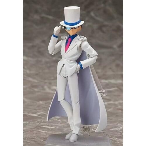 Detective Conan Vinyl Action Figures Kaitou Kiddo Collection Model White dress Doll Toys Articulated joints moveable #SP-008