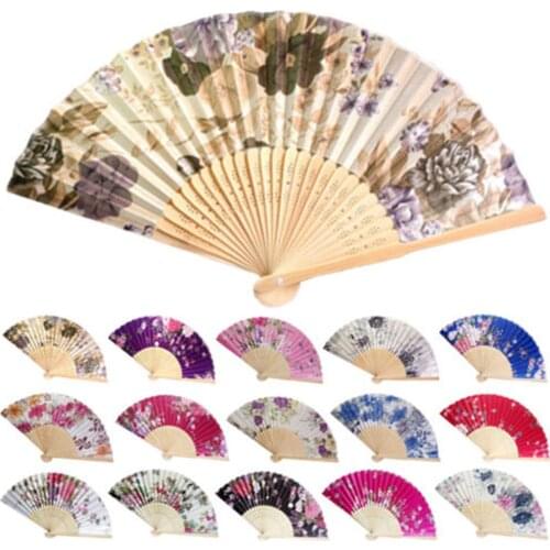 Vintage Style Silk Folding Fan Chinese Japanese Pattern Art Craft Gift Home Decoration Ornaments Dance Hand Fan