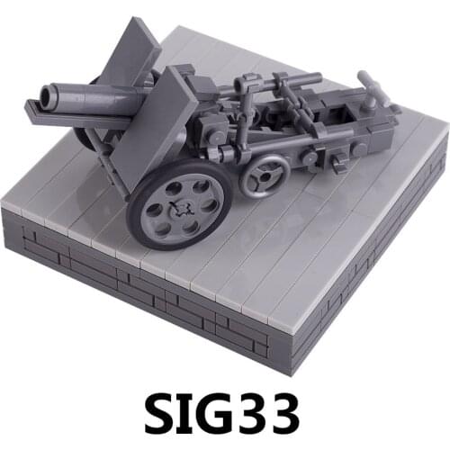 WW2 German Weapon SIG33 Heavy Infantry Gun Building Blocks MOC Military Weapon Cannon Accessories Bricks DIY Kids Toys Gift D209