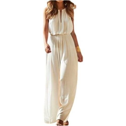2021 Spring Summer Jumpsuit Evening Dresses White Loose High Waist Casual Trousers Elastic Thin Beach Gowns Robe De Mariée