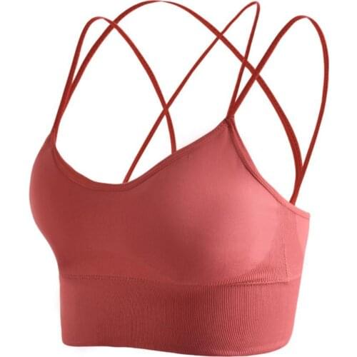 Women Sexy Bra Top Crossing Spaghetti Straps Bra Quick Dry Shockproof Running Brassiere Push Up Workout Fitness Tops Sport Bras