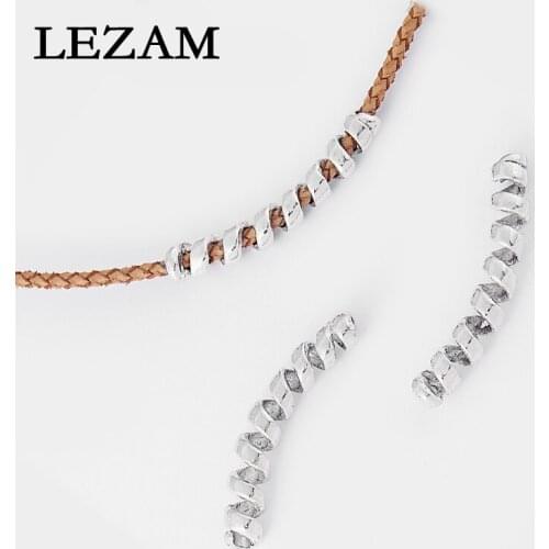 10pcs Tone Alloy Spiral Spring Shaped Spacer Beads For 3mm Round Leather Jewelry Findings Making