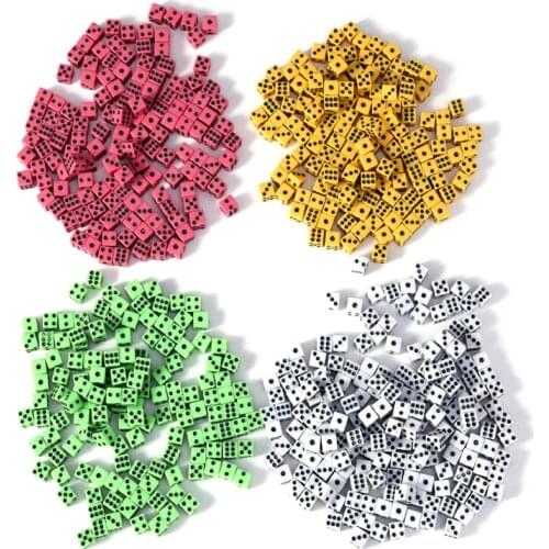 100 Pcs/lot Yellow/White/Green/Red Square Point Dice Puzzle Game Send Children 6 Sided Dice DIY Game Accessory 8mm