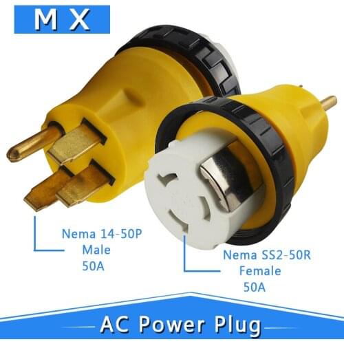 [14-50P to SS2-50R] Plugrand RV adapter 50 Amp 14-50P male to 50 Amp offshore Nema SS2-50R female adapter