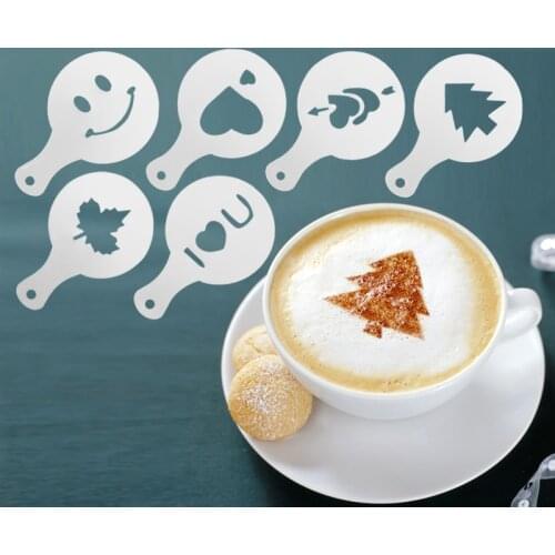 16Pcs/set Cappuccino Coffee Printing Flower Stencils Template Strew Flowers Pad Cake Decorating Coffee Decor Tools Accessories