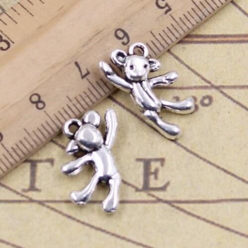 20pcs Charms Gymnastics Lovely Bear 19x10mm Tibetan Bronze Silver Color Pendants Making Findings Handmade Antique DIY Jewelry