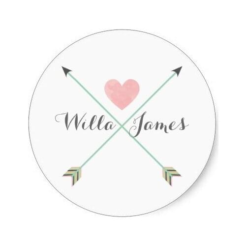 3.8cm Arrow Heart Monogram Sticker