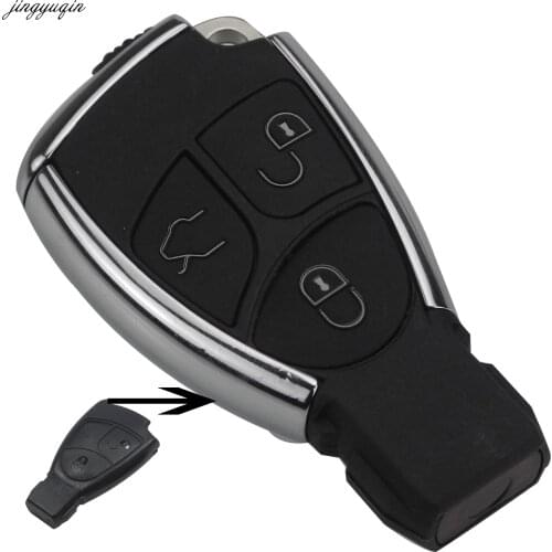 5pc 3 Button Remote Auto Smart Car Key Case Shell with Battery Holder For Mercedes Benz B C E ML S CLK SLK CL GL Key Fob Chrome