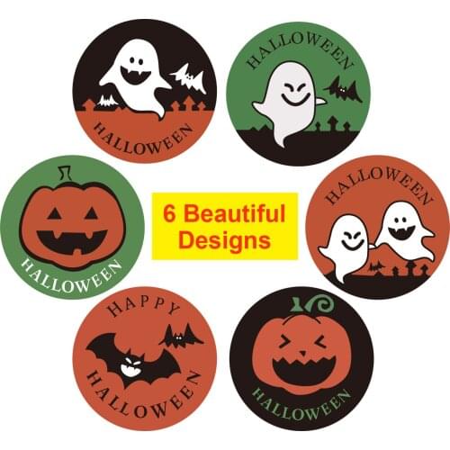 500pcs Self Adhesive Label Paper Candy Bags Stickers Package Seal Gift Packaging Sealing Craft Halloween Round Stickers