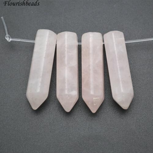 8x32mm Natural Rose quartz pillar point stone loose beads 24pc per lot