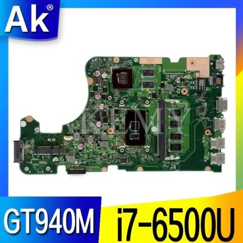 Akemy For Asus X555U X555UJ X555UF X555UQ X555UB A555U K555F F555U laptop motherboard i7-6500 4GB RAM work original mainboard
