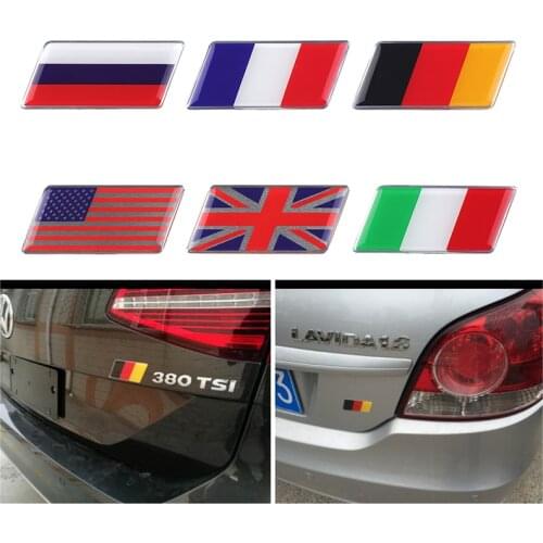Car Styling Italy Germany UK US France Russia National flag Sticker fit for Lada BMW Audi toyota ford nissan Shield Flag