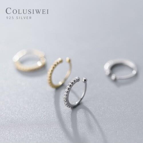 Colusiwei Fashion 925 Sterling Silver Classic Dazzling Clear Cubic Zirconia Clip Earrings for Women Sterling Silver Fine Jewelry