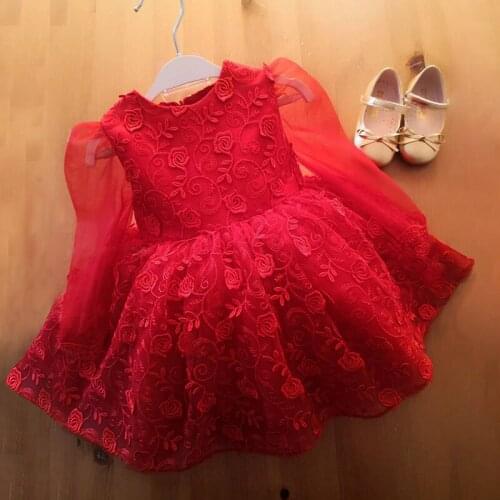 Girls Christmas Lace Flower Dresses For Kids 3 4 5 6 7 8 Years Wedding Princess Party Tutu Costume Children Winter Clothing