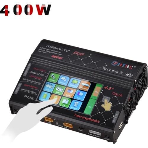 HTRC HT206 DUO AC/DC 200W*2 20A*2 Dual Port High Power Color Touch Screen RC Balance Charger for Lilon/LiPo/LiFe/LiHV Battery