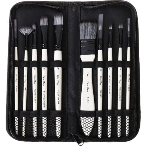 10pcs Paint Brushes Nylon Hair Watercolor Gouache Paintbrushes Painting Tool