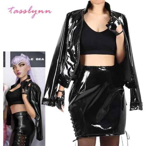 Agonys Embrace KDA Evelynn Cosplay Costumes LOL The Baddest Evelynn Game Cosplay Women Sexy Leather Bra Costume Halloween