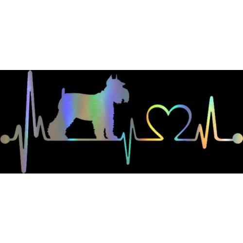 Hot Fashion Schnauzer Heartbeat Dog Car Stickers and Decals Rear Windshield Car Decorative KK15*6cm Vinyl