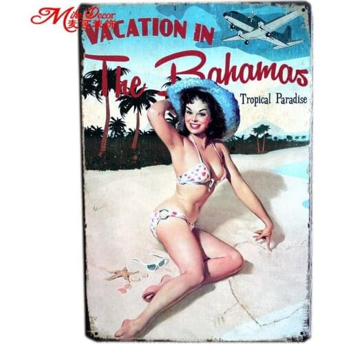 [ Mike86 ] BINIKI GIRL Vacation PIN UP LADY Metal Plaque Gift PUB Home Painting Pub Decor AA-79 Mix order 20*30 CM