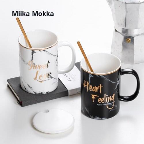 Marble Coffee Cup Ceramic Coffee Set Milk Mug Latte Cup Home Drinkware English Print Tea Cup Water Cup Simple and Creative Mug