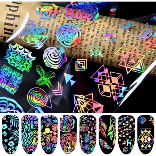 ENDRRFLLA 8/pc 4*20cm Laser Star Stickers Nail Art Sublimation Nail Decals Multicolored Sparkling Symphony Star Stickers