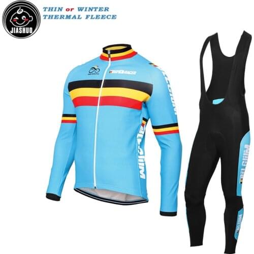 Multi Chooses Winter Thermal Fleece or Thin New Belgium Belgian Team Long pro Cycling Jersey / Sets / Bib Pants JIASHUO