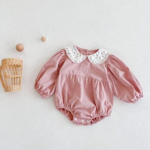 2021 New Baby Autumn Clothing Fashion Newborn Long Sleeve Bodysuit Solid Baby Girl Jumpsuit Cotton Toddler Clothes
