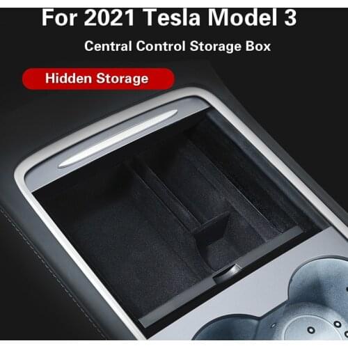 New Tesla Model3 Car Central Armrest Storage Box For 2021 Tesla Model 3 Accessories Center Console Flocking Organizer Containers