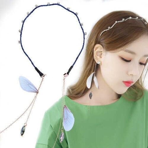 Tassel Earring Hair Bezel Hairbands Sweet Flowers Pearls Hair Hoop Streamer Pandent Headband For Women Girls Hair Accessories