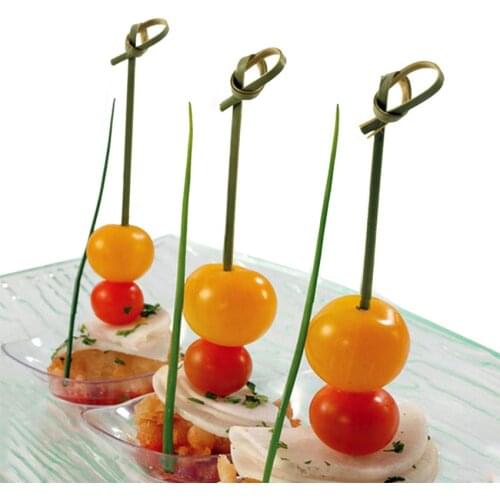 Creative 100 Pcs 12cm Disposable Bamboo Fork Twisted Party Buffet Fruit Desserts Food Cocktail Sandwich Fork Stick Pick Skewer