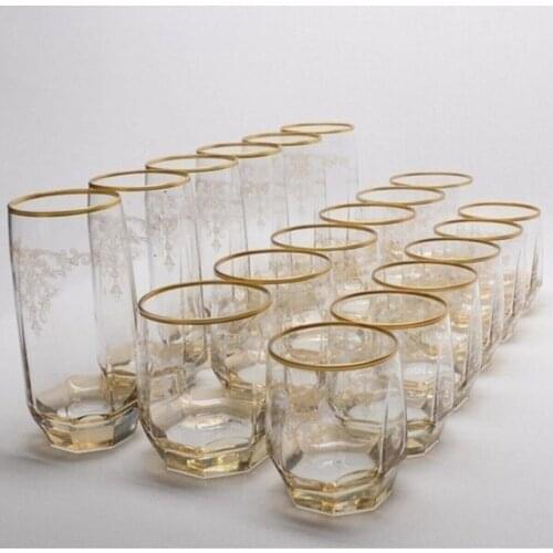 Gold Gilt Cup Pad Cup Beverage Cup Tableware Cup Lava 18 Piece Water Cup Pad Lusterware Decorated Glassware