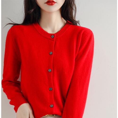 Snaoutofit2021 Womens Sweater, Round Neck Wool Cardigan, Knitted Base, Solid Color, Korean Version, Loose Jacket, Special Price